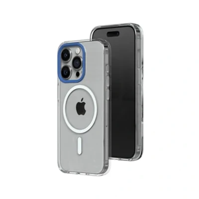 Immagine di RhinoShield Clear Case Compatible with Magsafe for [iPhone 15 Pro]Superior magnetic,Advanced Yellowing Resistance,Crystal Clear,Protective and Customizable Phone Cobalt Blue Camera Ring