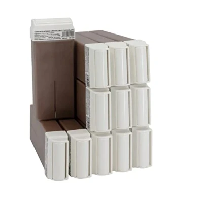 Immagine di Epilwax Set da 12 cioccolato Rulli Cera per Depilazione Larghezza 100 ml Roll on Ricarica