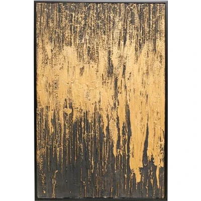 Immagine di Kare Quadro su tela di design Abstarct, nero, da parete con cornice, in legno massello acrilico, dipinto a mano, unico, astratto, moderno, soggiorno, camera letto, corridoio, 120 x 80 cm (L/B)
