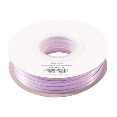 Immagine di Vaessen Creative Vaessen, nastro di raso, viola, 3 mm x 100 m, lucidante su entrambi i lati, per biglietti, scrapbooking, confezioni regalo e altri progetti creativi, 3mm 100m, Unità