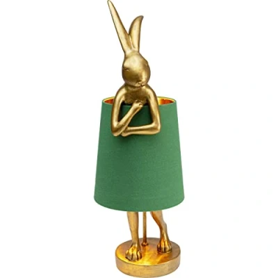 Immagine di KARE Design Lampada da tavolo Animal Rabbit, oro/verde, elegante coniglietto, sala pranzo, stile elegante, luce indiretta suffusa, 50x17x20cm (A/L/P), lampadina non inclusa