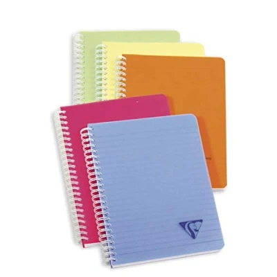 Immagine di Clairefontaine 328546C Linicolor FRESH pacco da 5 Quaderni con Spirale, A5 14,8x21 cm, 180 Pagine a righe, Carta Bianca 90 g, Copertina in Polipropilene Trasparente, Colori Assortiti