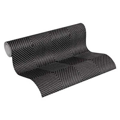 Immagine di Livingwalls 369265 Carta da parati in tessuto non tessuto, Metallic Schwarz, 10,05 x 0,53 m