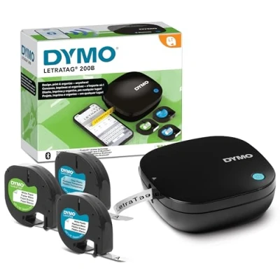 Immagine di DYMO LetraTag 200B etichettatrice Bluetooth Stampante per etichette compatta Si connette a iOS e Android tramite tecnologia wireless Include 3 rotoli di assortite