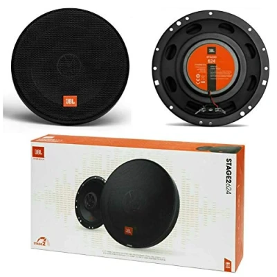 Immagine di 2 altoparlanti coassiali a vie JBL STAGE2 624 6,5&quot; 16,50 cm 165 mm 40 watt rms 240 max impedenza 4 ohm 91 db per auto neri, coppia