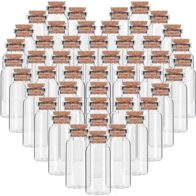 Immagine di BELLE VOUS 50 Pezzi Boccette Vetro Tappo Sughero 10 ml Set di Barattolini Piccoli con Ermetico per Bomboniere, Feste, Spezie e Marmellate