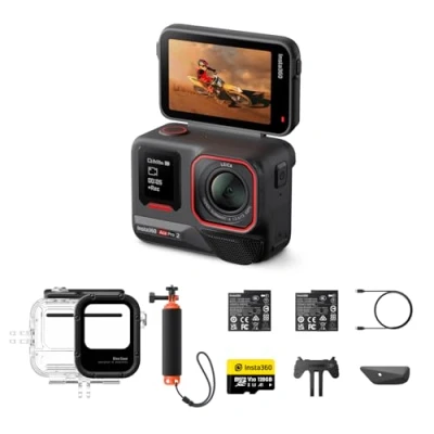 Immagine di Insta360 Ace Pro 2 Pack Immersioni Action Cam Impermeabile in 8K co ingegnerizzata con Leica, sensore 1/1.3&quot;, doppio chip IA, superba bassa luce, audio superiore.