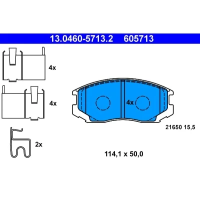 Immagine di ATE 13.0460 5713.2 Kit pastiglie freno con segnalatore acustico usura accessori DAIHATSU: Terios II, I