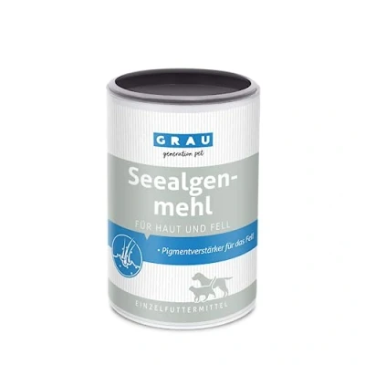 Immagine di GRAU L’originale, Farina di alghe pura al 100 %, per la pigmentazione del pelo, un pelo folto e lucido, integratore alimentare cani gatti, 1 confezione da 400 g