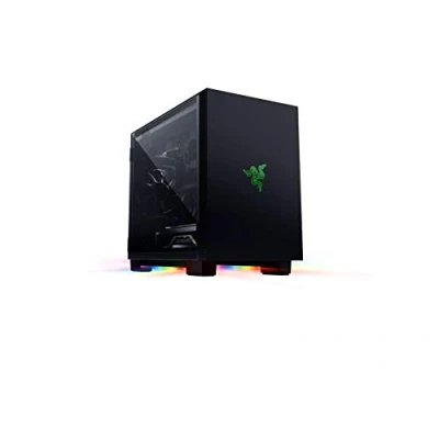 Immagine di Razer Tomahawk Mini ITX Case da gaming con Chroma RGB (Pannelli girevoli in vetro temprato su entrambi i lati, filtro antipolvere, Supporto di radiatori fino a 240 mm)
