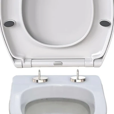 Immagine di sedile WC con chiusura ammortizzata, sgancio rapido per una facile pulizia, standard Oval, fissaggio superiore semplice, universale non sbattente, bianco