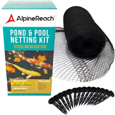 Immagine di AlpineReach 4,5m x Rete per Stagno e Laghetto, Tessuta Extra Resistente di Protezione, Protegge i Pesci Koi dagli Uccelli Gatti Predatori UV, Robusta Maglia Fine, Riutilizzabile, Nero