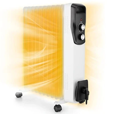 Immagine di Radiatore ad Olio Elettrico 2500W, Risparmio energetico Riscaldatore con 11 Elementi e Ruote, 3 livelli di potenza