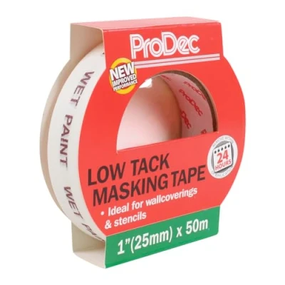 Immagine di ProDec PLTT25 Nastro adesivo per pittori a bassa aderenza superfici delicate, dipingere e decorare interni, compatibile con tutte le vernici, larghezza 25 mm, crema