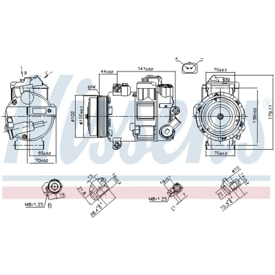 Immagine di NISSENS 890412 Compressore Aria Condizionata 7SEU17C 12 PAG 46 R 134a VOLKSWAGEN: Crafter 30 50 Camion pianale/Telaio, Van