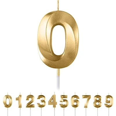 Immagine di Candele di compleanno con numeri 0, oro compleanno, 3D, a forma diamante, numero 1, 2, 3, 4, 5, 6, 7, 8, 9, decorazione per torte, matrimoni, compleanni, anniversari