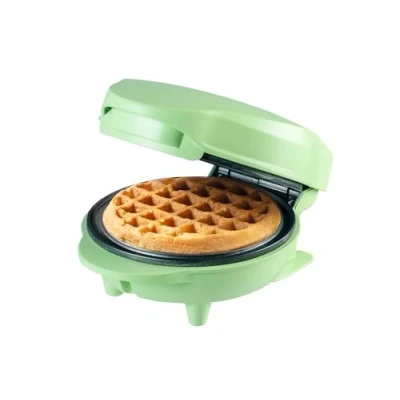 Immagine di Bestron Waffle Maker, Piastra per waffel mini Ø10 cm, piccola macchina con rivestimento antiaderente, compleanni di bambini, feste famiglia, Pasqua o Natale, colore: Verde opaco