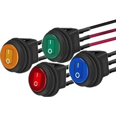 Immagine di RUNCCI YUN 12VDC 20A rotonda Rocker interruttore, Interruttore a levetta led 12v,Latching pulsante,interruttore SPST 12v, per Auto Barca Camion Elettrodomestici