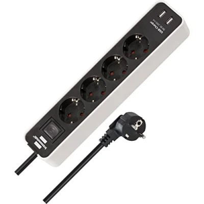 Immagine di Brennenstuhl 1153240026 Multipresa con interruttore 4 vie Bianco, Nero Schuko 1 pz.