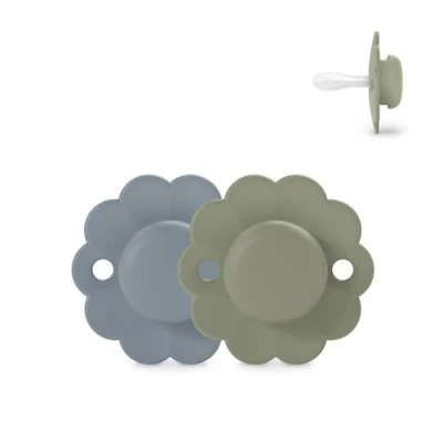 Immagine di Suavinex, confezione 2 Ciucci per neonati 6/18 mesi, tonda con tettarella fisiologica in silicone SX Pro, simmetrica, piatta e flessibile, rispetta lo sviluppo orale, Wonder Blu/Verde
