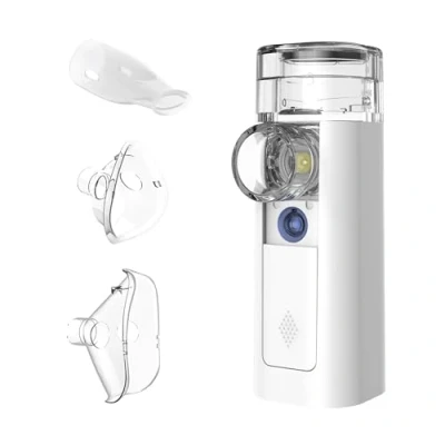 Immagine di mini Air 360+ Aerosol Mesh silenzioso portatile Per adulti e bambini Due maschere boccaglio inclusi alleviare tosse raffreddore Ricaricabile tramite micro USB Distribuito da OMRON