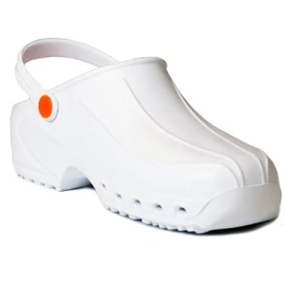 Immagine di Gima Zoccoli Professionali Ultraleggeri con Laccetto, Unisex, Anatomici, Antiscivolo, Antishock, Antistatici, Tomaia Non Forata, Suola Colore Bianco, Misura EU 42, 1 Paio