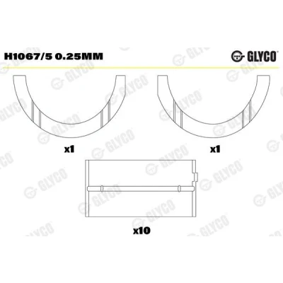 Immagine di GLYCO H1067/5 0.25mm Cuscinetto albero a gomito con flangia FIAT: Seicento / 600 Hatchback, Panda I Uno LANCIA: Y