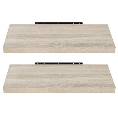 Immagine di EUGAD Mensola a Muro Set da 2, 60cm, Mensole Librerie Parete Scaffale MDF Stile Rétro Ripiano Portaoggetti, Quercia, 0051QJ 2