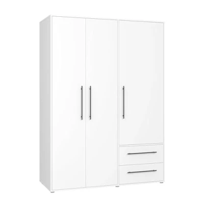 Immagine di AVANTI TRENDSTORE Fathie Armadio con 3 ante battente e 2 cassetti in legno laminato di colore bianco opaco. Disponibile diversi colorazioi. LAP 145x200x59 cm.