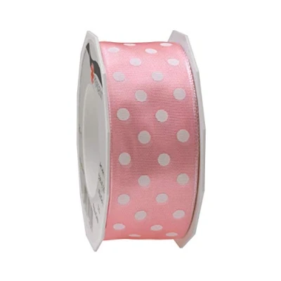 Immagine di Präsent Nastro in taffetà a Pois, Colore Rosa Chiaro/Bianco, 40 mm 20 m, Seide
