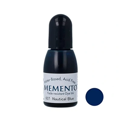 Immagine di Tsukineko Memento Inchiostro a Base d&#039;Acqua Resistente allo sbiadimento, 1/2 Once fluida, Colore: Blu Marino