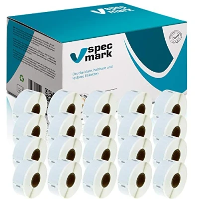 Immagine di specmark 20 Rotoli di etichette compatibili con DYMO 11352 25mm x 54mm S0722520 500 Pezzo compatibile tutte le stampanti Label Writer 450 4XL Seiko SLP