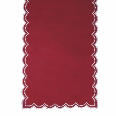Immagine di Runner rosso, bordo smerlato argento, XMas