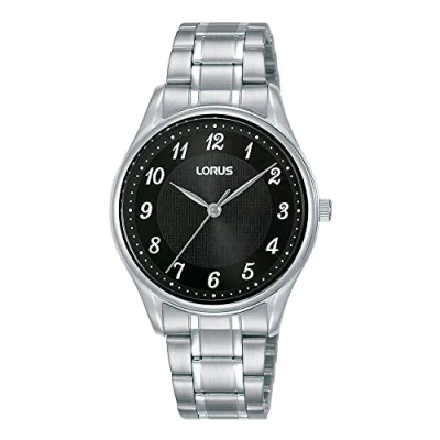 Immagine di Lorus Orologio analogico al quarzo da donna con bracciale in pelle e metallo, Argento/Nero RG221UX9