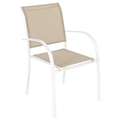 Immagine di Hespéride Poltrona da giardino impilabile piazza in lino e alluminio epossidico bianco