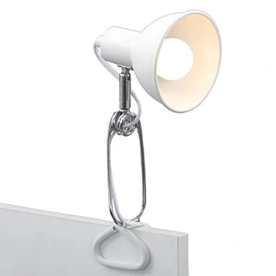 Immagine di Briloner Leuchten luce a pinza, lampada 1x E14, max. 8 watt, con cavo interruttore incluso, testina spot orientabile e rotante, in metallo, cromato/bianco, 305x110x130mm