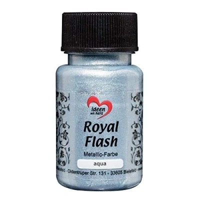 Immagine di ideen mit herz Colore acrilico metallico Royal Flash con riflessi metallici e particelle glitterati fini Vernice brillante metallizzata per gagliette 50 ml (acqua/azzurro)