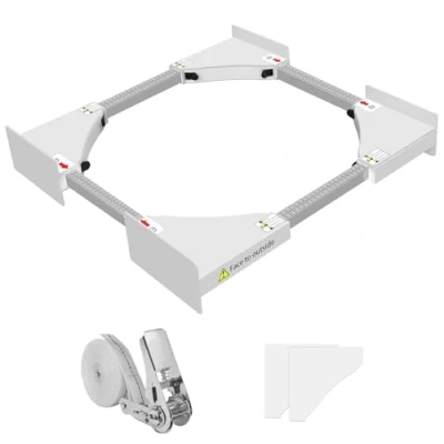 Immagine di NIUXX Kit sovrapposizione Lavatrice asciugatrice, Telaio Intermedio Universale per e Asciugatrice con Cinghie Cricchetto, misura regolabile (46 66 cm) Bianco