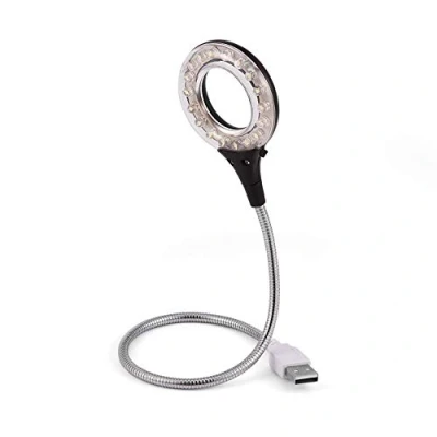 Immagine di Eboxer Mini Lampada a LED USB, Morsetto per Libri USB 18 LED, Luce di Lettura Flessibile Collo Cigno, alimentata Portatile Tastiera Computer Portatile(Nero)