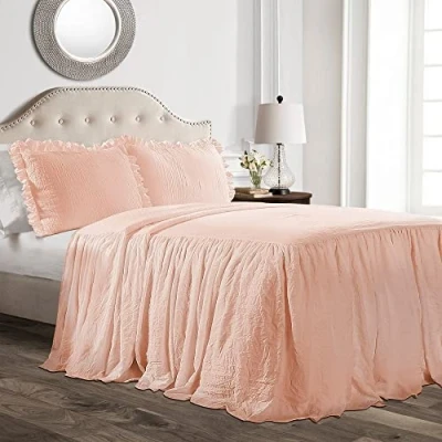 Immagine di Lush Decor set di biancheria da letto con gonna a volant, 3 pezzi, lussuoso in stile rustico, elegante e affascinante, senza tempo design classico, morbido