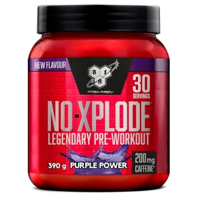 Immagine di BSN Nutrition N.O. Xplode, Integratore Alimentare in Polvere Pre Allenamento, Supporto per Energia e Concentrazione con Caffeina, Aminoacidi, Vitamina C Zinco, Gusto Purple Power, 30 Porzioni, 390 g