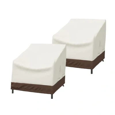 Immagine di Amazon Basics Telo di copertura sagomato per poltrona a seduta profonda da lounge, 1 Posti Lounge Set 2, Beige et Marrone Chiaro