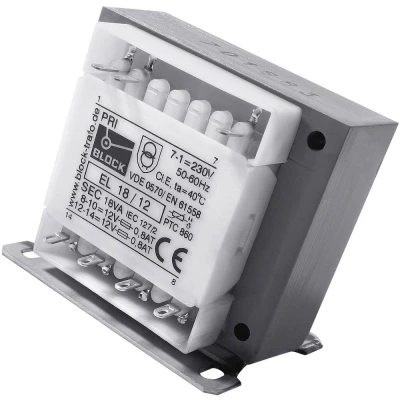 Immagine di Block EL 18/9 Trasformatore di comando, disolamento, sicurezza 1 x 230 V/AC 2 9 18 VA A