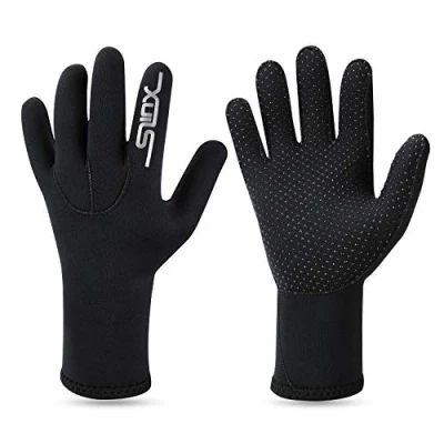 Immagine di QKURT Guanti in Neoprene da 3 mm Sub Caldi Sub, per Adulti Cinque Dita Utilizzo Immersioni, Surf, Kayak, Snorkeling, Vela, Canottaggio