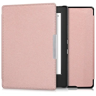 Immagine di kwmobile Custodia eReader Compatibile con Kobo Aura H2O Edition 1 Cover eBook Reader Flip Case Simil Pelle Oro Rosa