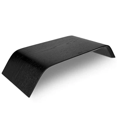 Immagine di kalibri Supporto per Monitor Universale Stand in Legno Schermo PC Computer TV Base da scrivania Rialzo Notebook Portatile iMac Nero