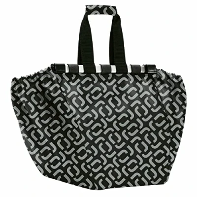 Immagine di Reisenthel easyshoppingbag Borsa Shopper Versatile e Spaziosa, Pratico Design da Appendere al Carrello Ripiegabile, Custodia, 30 L, Fantasia Nero Signature