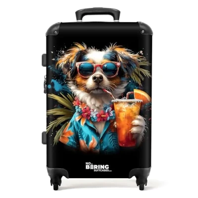Immagine di NoBoringSuitcases.com Valigia, Valigia Grande, Trolley Medio, Serratura TSA, Media, 20 kg, Suitcase Large, Grande 23 kg (67cm 72L) (Cane Blu)