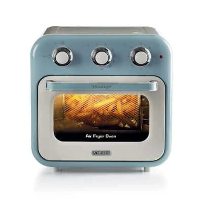 Immagine di Ariete 4632 Friggitrice ad aria e forno Vintage, 1400W, 2in1, Capacità 16L, Accessori inclusi, Timer 60 minuti, Doppio vetro, Celeste