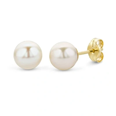 Immagine di Orecchini Donna Miore con Perle in Oro Giallo 14KT 585, a lobo naturali coltivate d&#039;acqua dolce, Bottone anallergici perno Passante oro, chiusura farfalla pressione